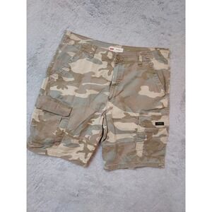 Wrangler Shorts Mens 36 Cargo Camo Woodland Green Brown Outdoor Cotton Stretch